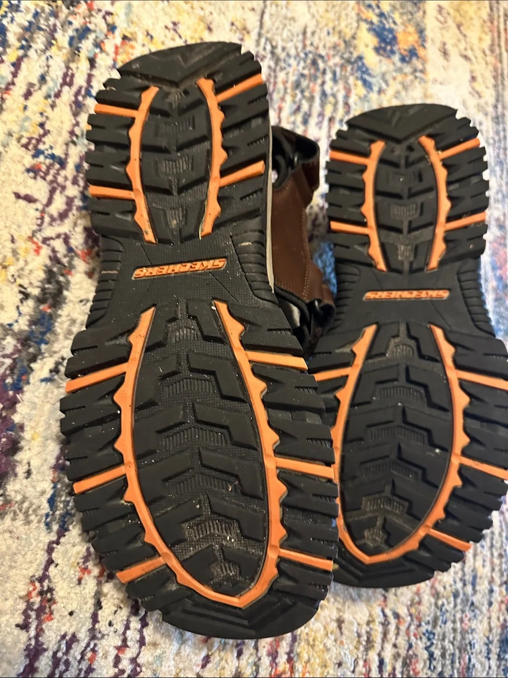 Skechers Brown and Black Men's Adjustable Strap Sandals